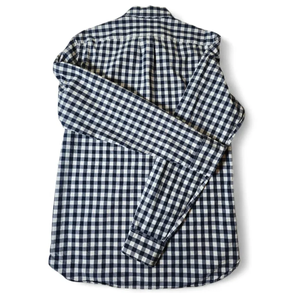 J.Crew Slim Fit Button Down Shirt Men’s Small Navy White Gingham Check Casual